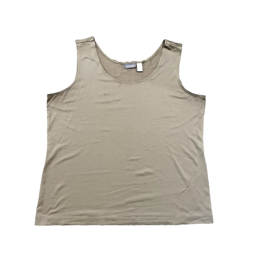 Chico's  Scoop Neck Layering Microfiber Tank Top Beige   Sz 2 Capsule Wardrobe‎